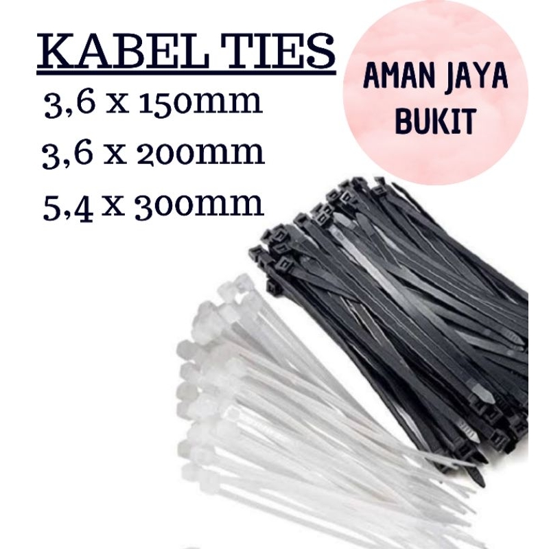 

Kabel Ties Hitam Putih / Nylon Cable Tie 3.6 x 150mm / 3.6 x 200mm / 5.4 x 300mm