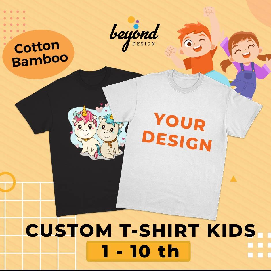 [Cotton Bamboo Kids] Custom Kaos Tshirt Sablon Digital Satuan Anak Laki-Laki Perempuan