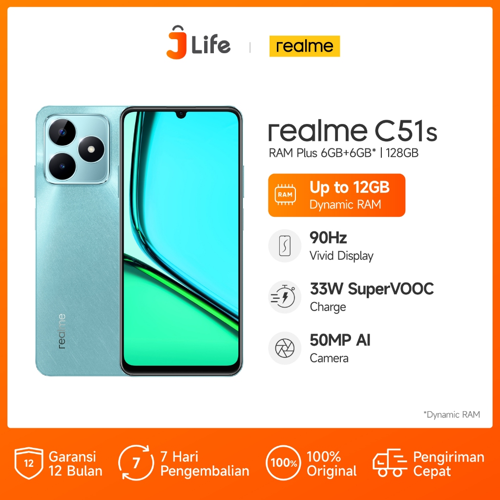 Jlife - realme C51s 6GB+6GB*|128GB (50MP AI Camera | 90Hz Vivid Display | 7.49mm Ultra Slim | Mini Capsule | 5000mAh Battery | 33W Supervooc)-2