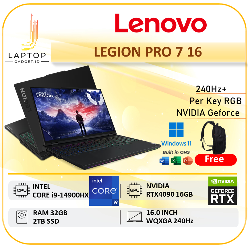 Lenovo Legion Pro 7 16 RTX4090 16GB i9 14900HX 32GB 2TB SSD 240Hz