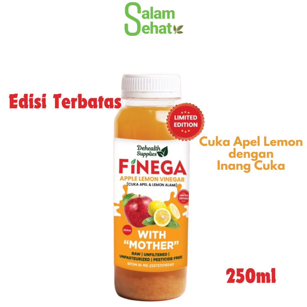 

LIMITED EDITION - FINEGA Dehealth Supplies Cuka Apel Lemon / Apple Lemon Vinegar 250ml