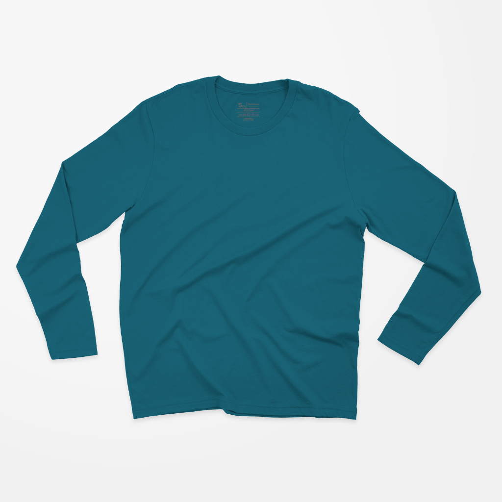 Blank T-shirt Long Sleeve Blue Tosca (Kaos Polos Biru Tosca Tua Lengan Panjang)