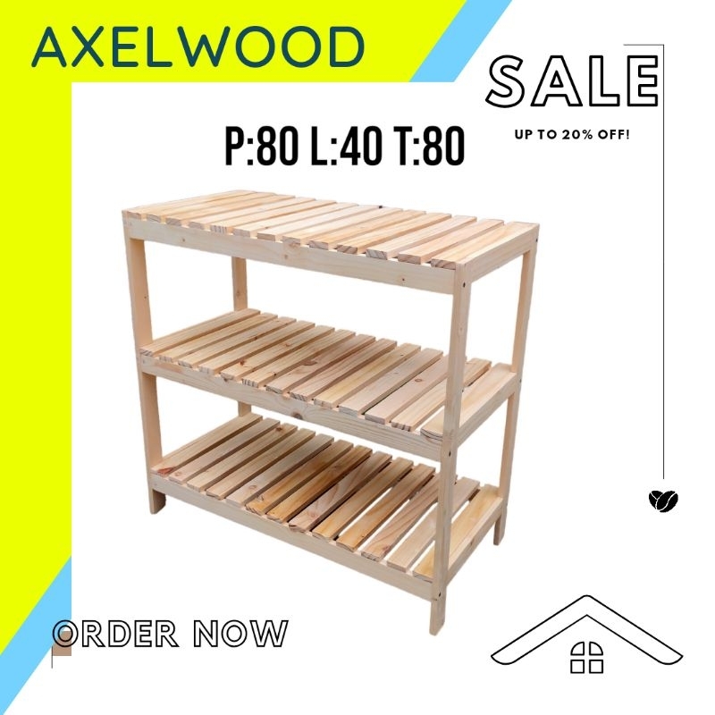 Rak 3 susun/rak serbaguna/rak minimalis kayu/meja kayu/rak susun