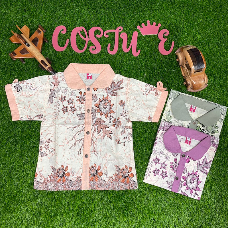 Batik Costume Blus Batik Anak Perempuan Bunga Sakura Pink Dusty Pink Salem Top Blus Bunga Sakura Ata