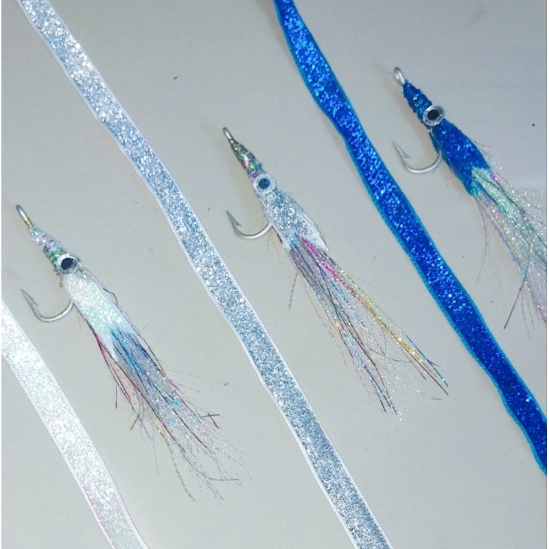 JZ >~•> 1 PCS UMPAN JIGGING 12CM & 1Meter Glitter Mutiara SIAP PAKAI, UMPAN TENGGIRI, UMPAN TANDA UM