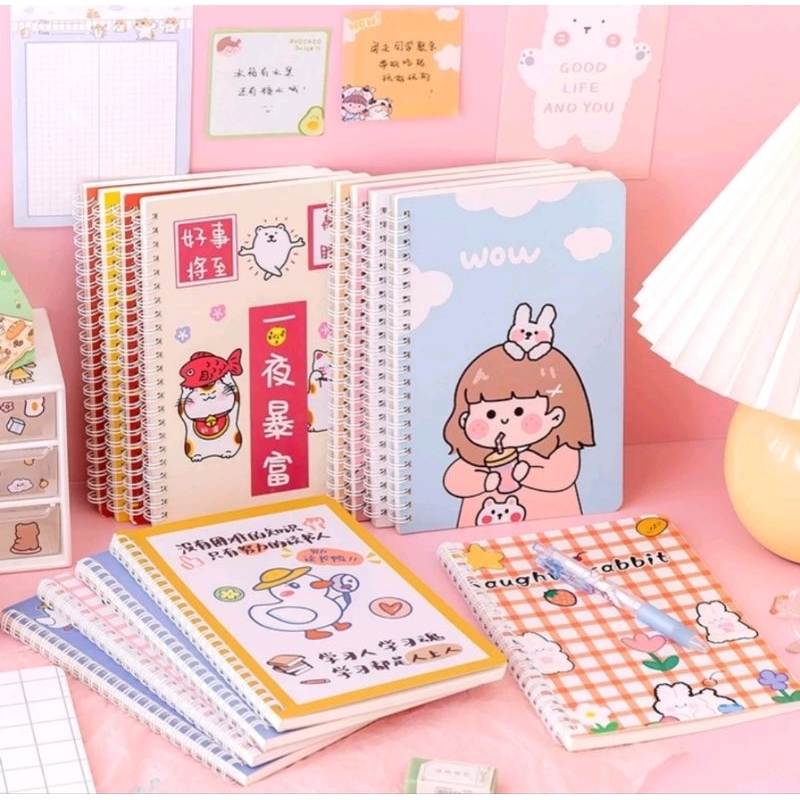 

Notebook Ring Motif A5 / Catatan Buku Tulis Ring Kartun Unik Lucu