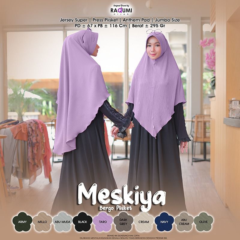 Meskiya plisket daily original Raqumi // hijab plisket // hijab jersey // anthem pad