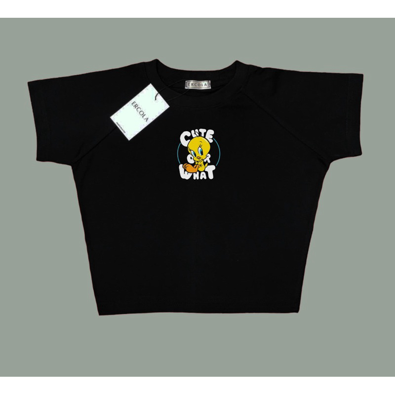 Ercola - Crop Top Wanita Kaos Wanita Tweety Bird