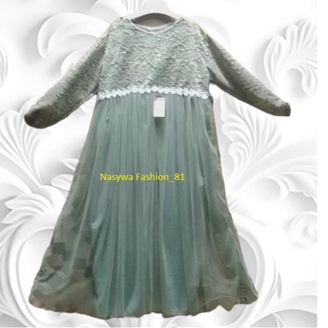 Gamis Brukat Malika Mix Tutu Anak Perempuan  Size L Estimasi 6-7 Tahun/Gamis Brukat Malika Mix Tutu 