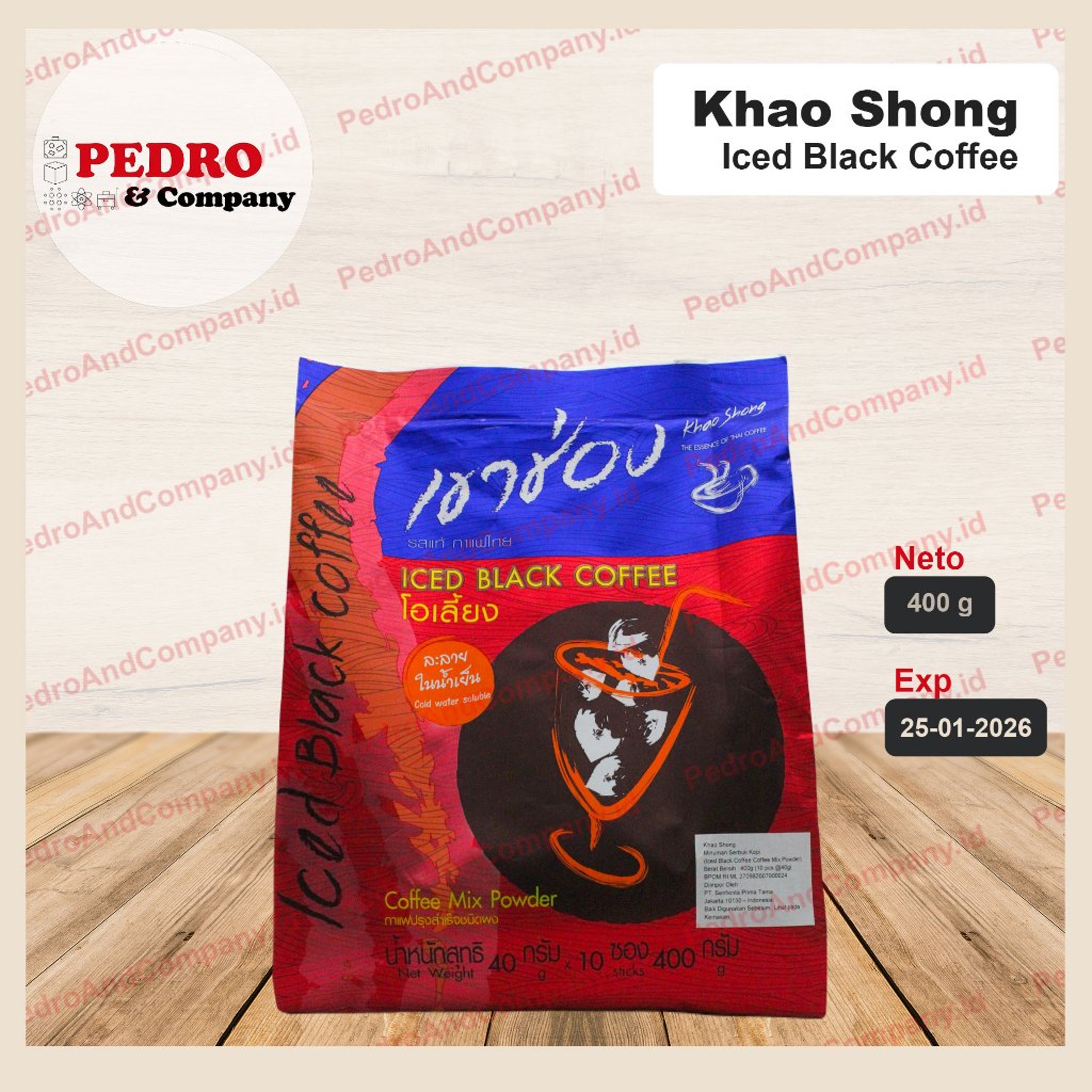 

Khao Shong ICED BLACK COFFEE Mix 3in1 kopi instant 400 gram 10 pc