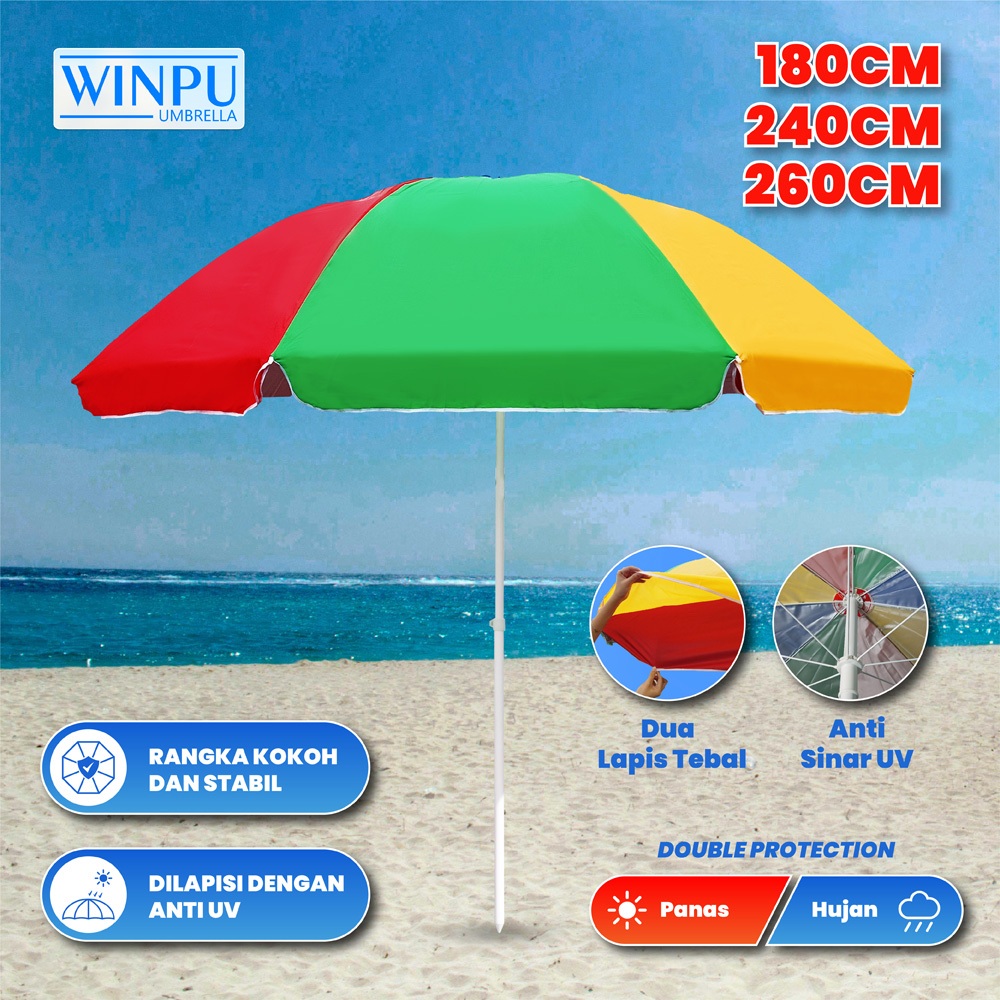 WINPU Payung Tenda Jualan Besar Pelangi (180Cm-260Cm) 2 Lapis