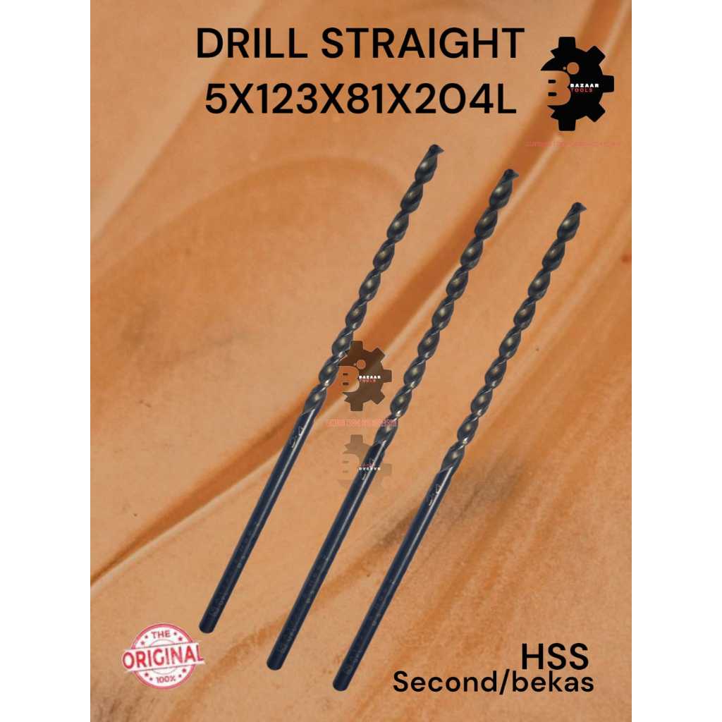 DRILL STRAIGHT 5X123X81X204L Merk TITEX - Second Hand / Bekas - Drill Straight Diameter 5mm - Pisau 