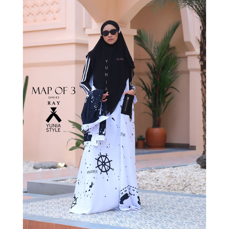 YUNIA SYARI MAP OF 3 SERIES RAY GAMIS SYARI SET BERGO + OUTER BY YUNIA SYARI /DRESS SYARI SET OUTER 