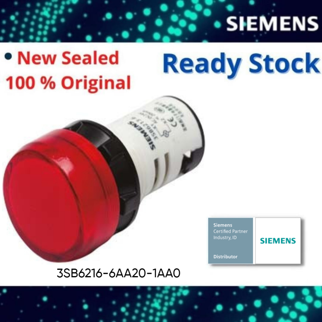 SIEMENS 3SB6216-6AA20-1AA0 Compact pilot light 22 mm  LED 220V AC red