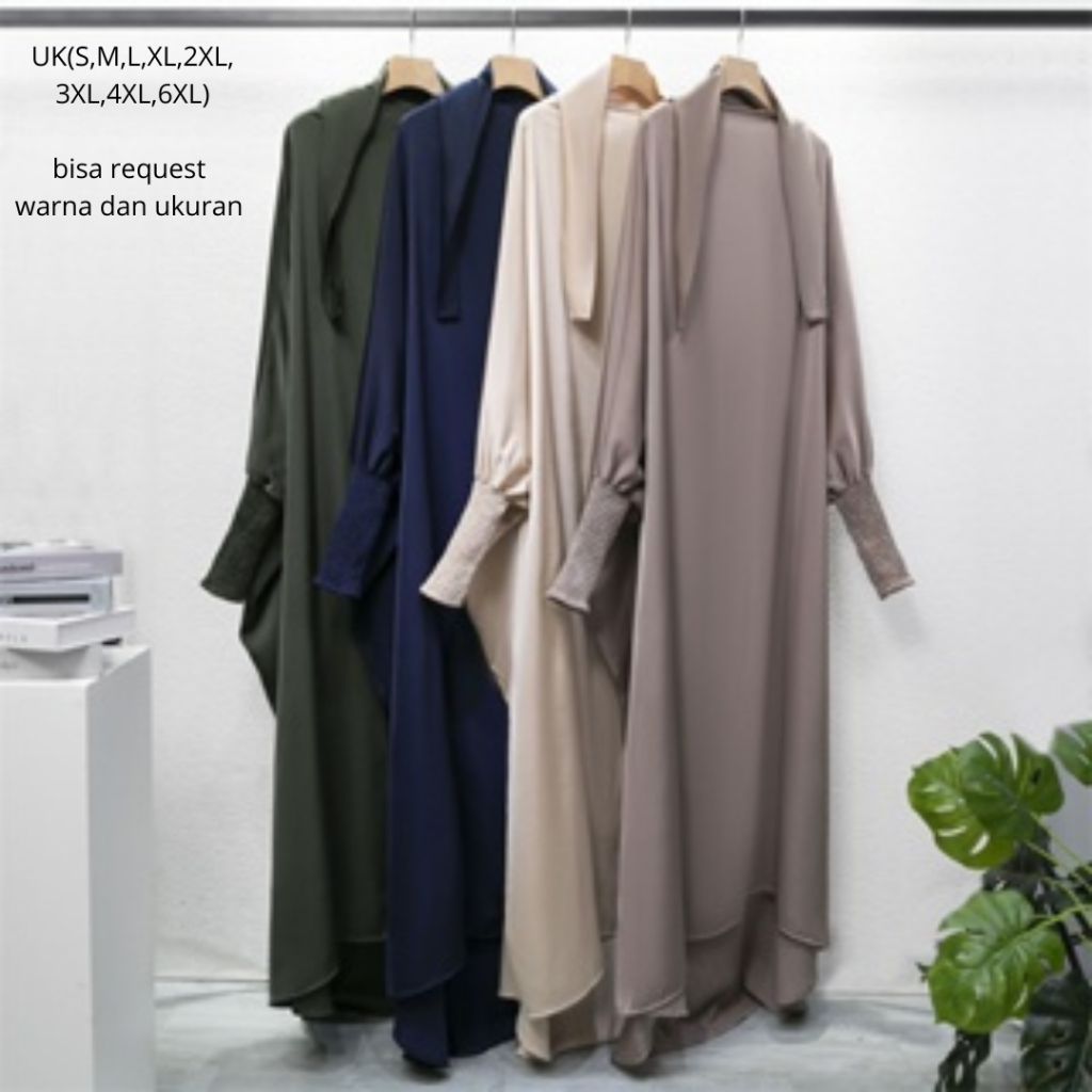 ABAYA JERAEY FRENCH KHIMAR LONG OVERHEAD ONE PIECE -SM350
