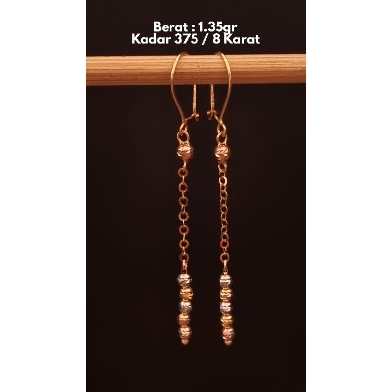 Anting Emas Model Variasi Panjang Kadar 375