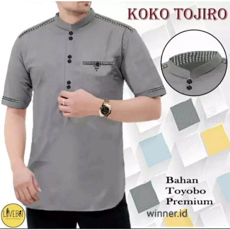BESTPROMO KOKO TOJIRO BAJU KOKO PRIA KOKO TOJIRO LENGAN PENDEK BAJU MUSLIM PRIA