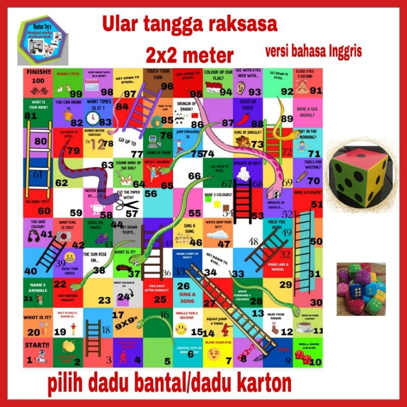 mainan edukasi Islami ular tangga jumbo ukuran 2x2 meter