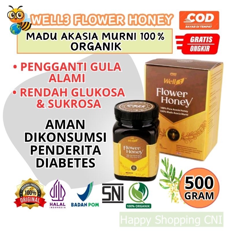 

CNI Well3 Flower Honey madu akasia murni 100% organik aman untuk penderita diabetes 500 gram