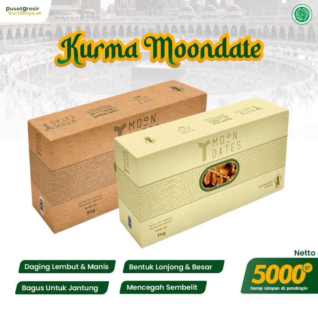 

Kurma Moon Dates Moondate 5kg Tangkai Non Tangkai Branched & Processed Original Manis Daging Tebal Biji Kecil Asli Arab Saudi