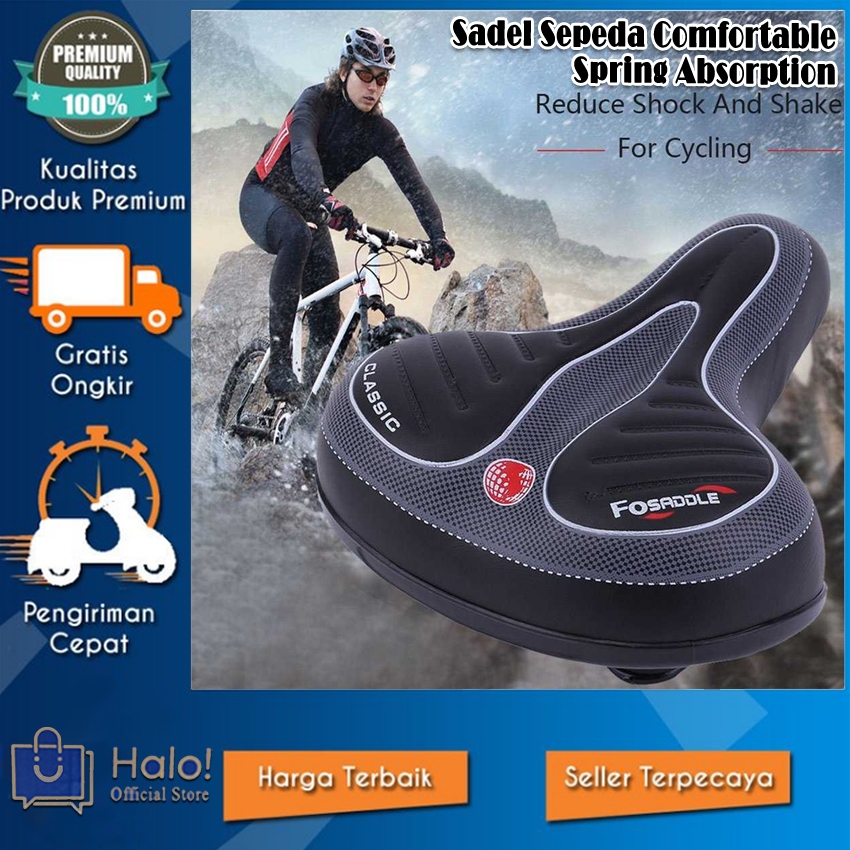 Sadel Jok Sepeda Lebar Empuk Dengan Per Pegas Comfortable Spring Absorption