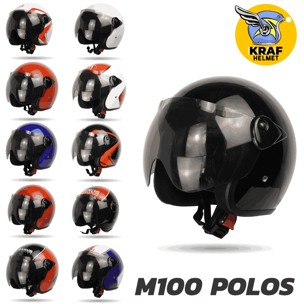 Helm Half Face M100 Solid Polos | Helm Anak | Helm Export | Helm Bogo | Helm Murah | Kraf Helmet