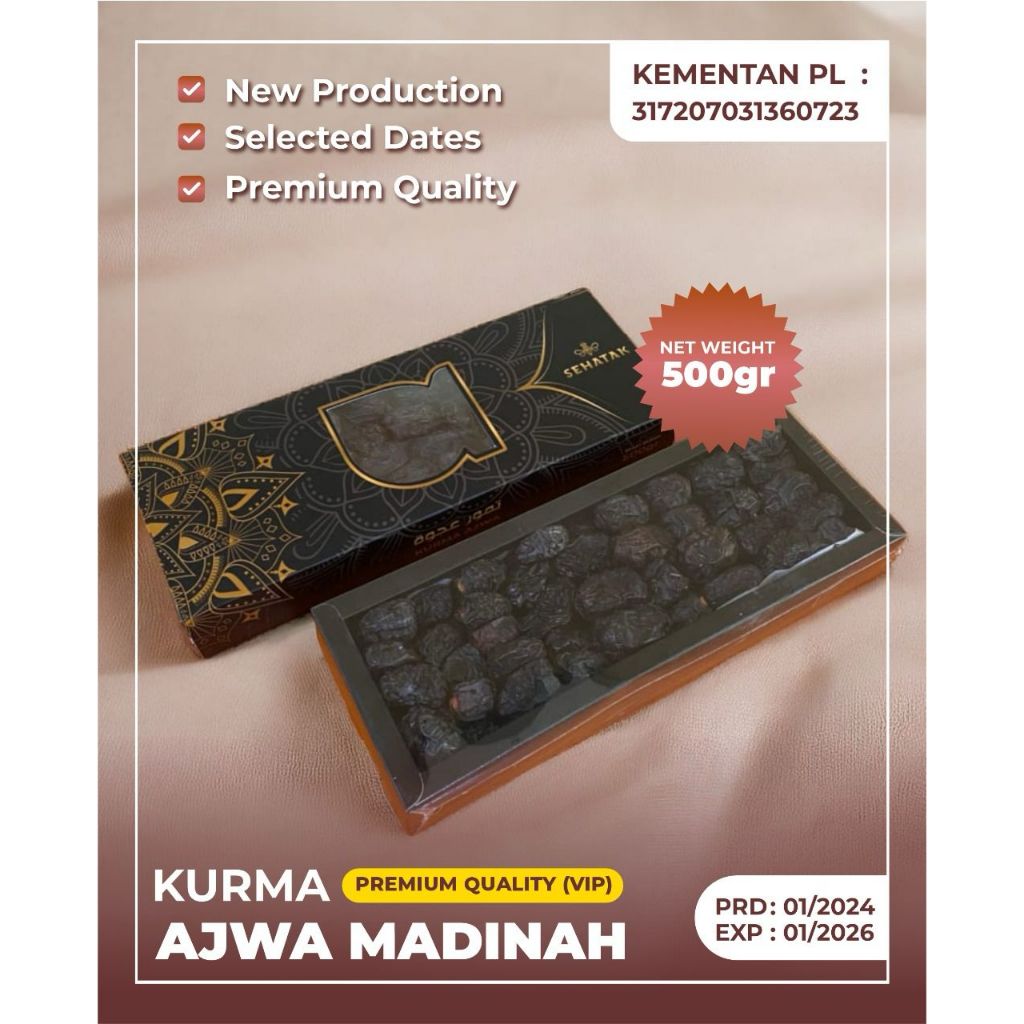 

KURMA AJWA SEHATAK 500 Gram I Kurma Nabi Asli Saudi Madinah Premium