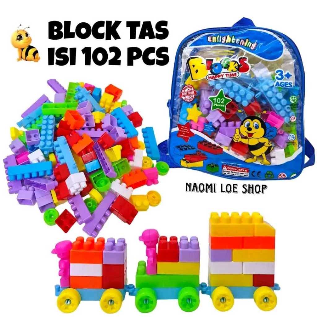 Block Tas Lebah 102pcs Mainan Blocks Happy Time/ Osean Block / block lebah / puzzle bongkar pasang /