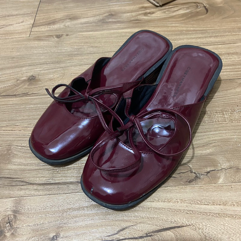 [PRELOVED] Cozy Markets - Comfy Heels / Flatshoes - Glossy Burgundy Heels Size 35,36,37