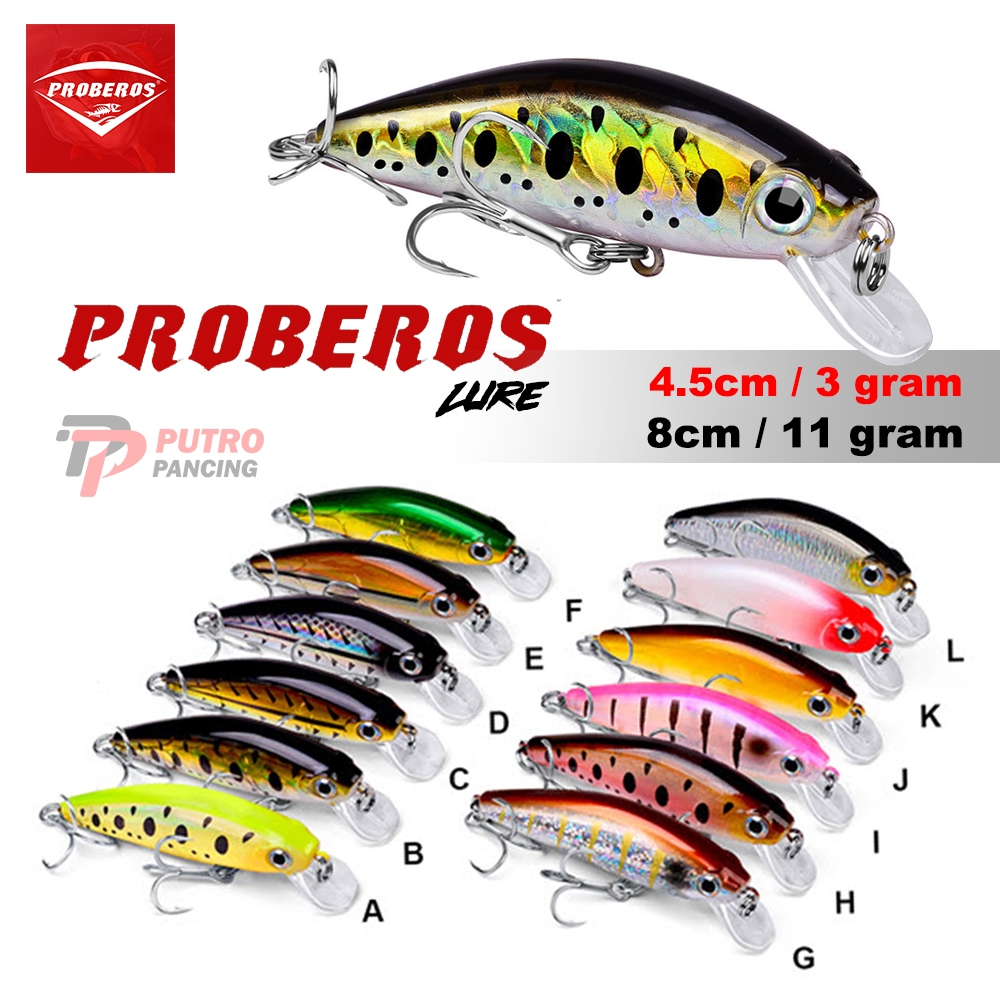 Lure PROBEROS 4.5-3gcm dan 8cm-11g umpan Minnow Sinking umpan casting minnow treblehook stainlees BK