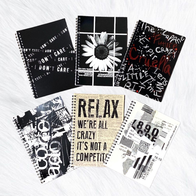 

NoteBook Spiral A5 aesthetic Korea Monochrome Black White / Notebook Ring Custom Buku Catatan Sekolah Aestehtic Korea Premium Murah