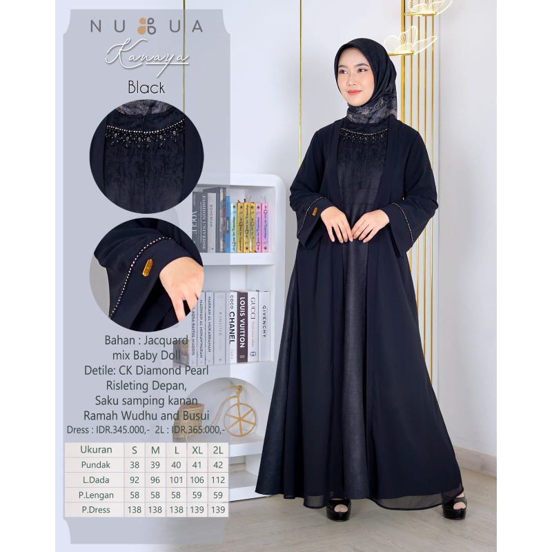 KANAYA DRESS HITAM BY NUBUA ORIGINAL/GAMIS KANAYA HITAM