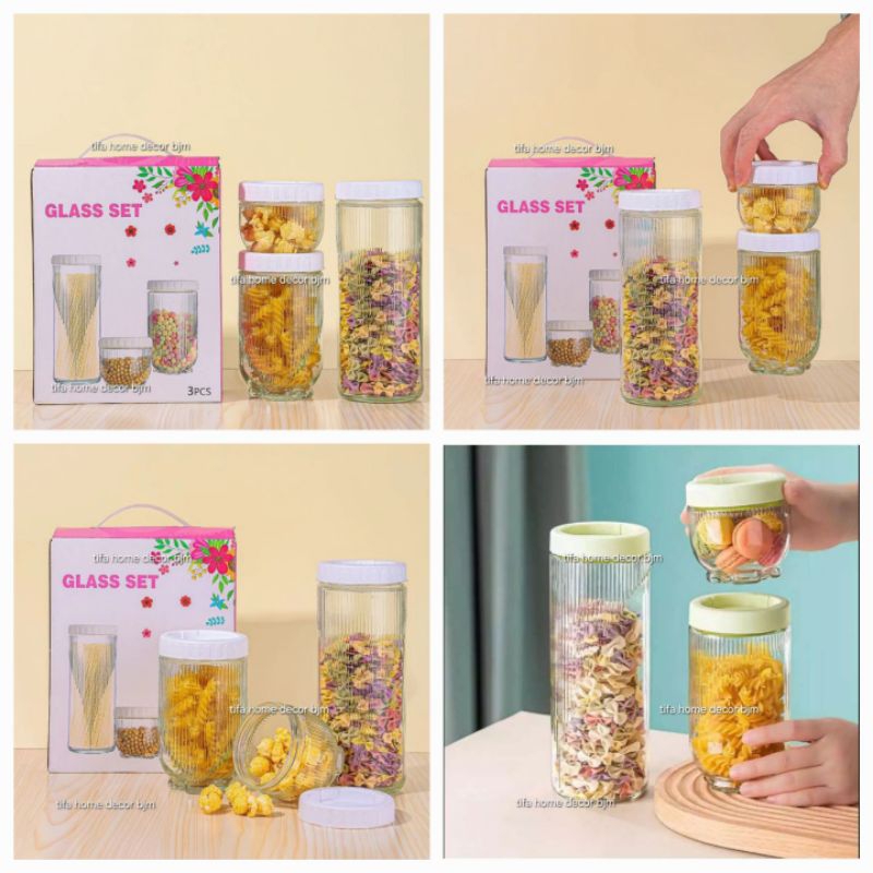 Toples Kue Lebaran || Toples Kaca Beling 3in1 + ( Packing Bubblewrap )