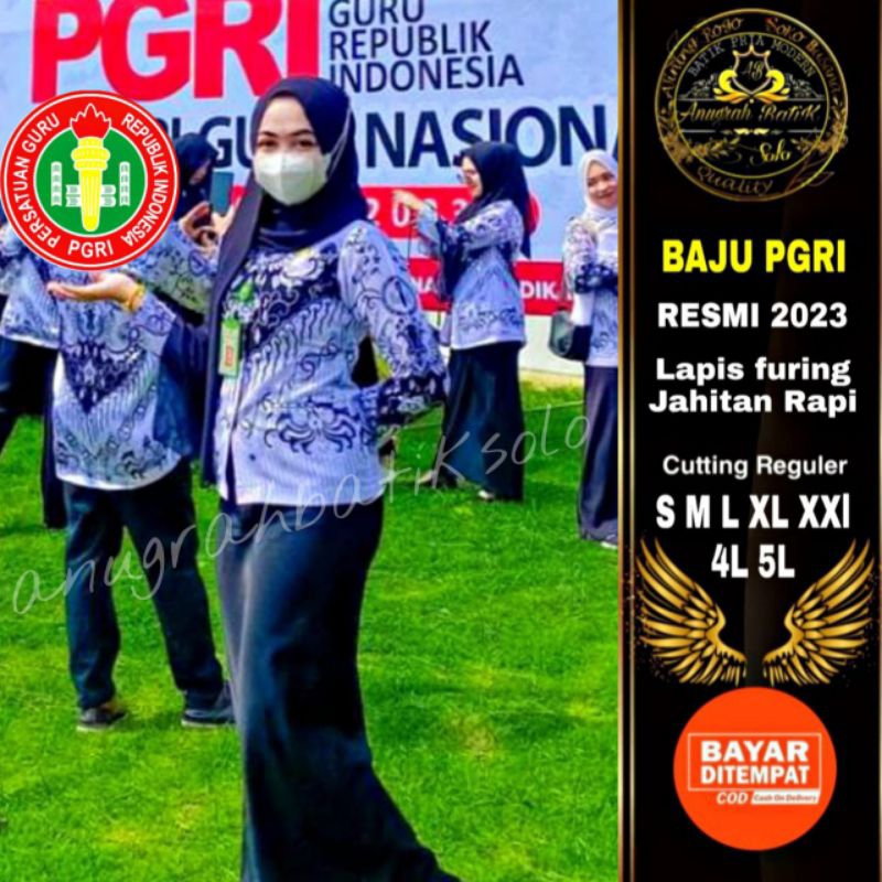 Baju PGRI 2023 RESMI pria dan wanita bahan SANWOS lengan panjang kain putih bersih