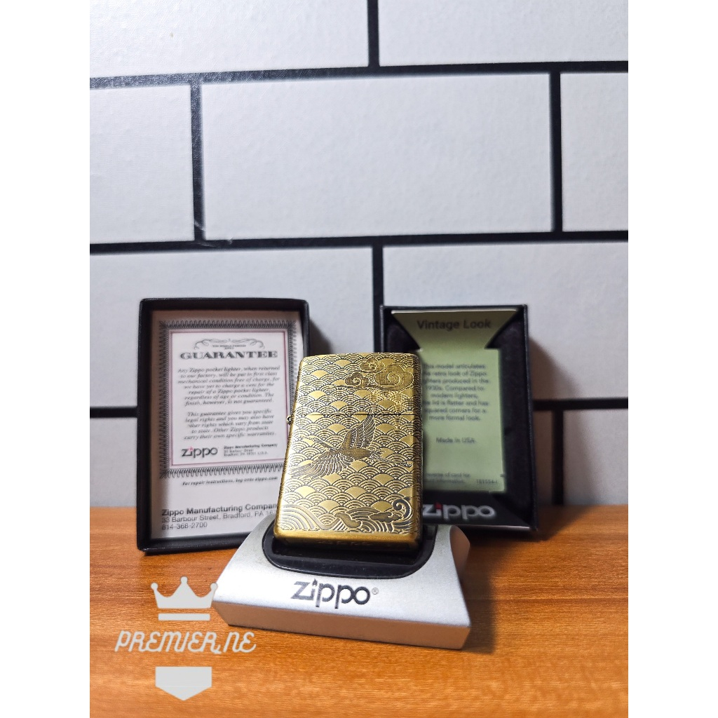 ZIPPO JAPANESE BIRD FULL SIDE ORIGINAL WITH SEAL ORANGE
