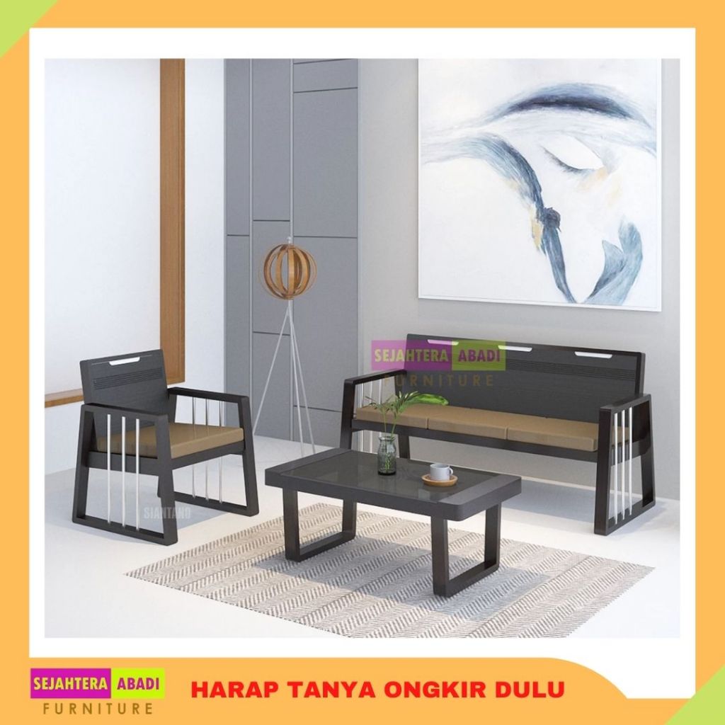 Full Set Kursi Tamu Siantano Sofa 311-2 + Meja Sofa Kayu Knockdown Sofa Premium Ruang Tamu Sofa Tamu