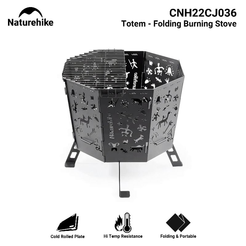 KOMPOR TUNGKU KAYU BAKAR API UNGGUN CAMPING NATUREHIKE CNH22CJ036 FOLDING PORTABLE BURNING STOVE TOT