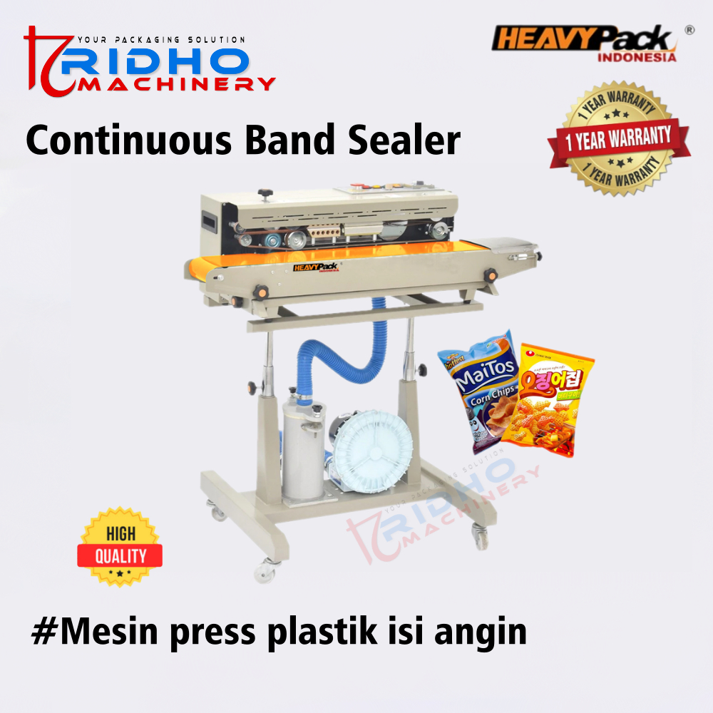 DBF-1000 Heavypack Mesin press plastik isi angin mesin continuous band sealer