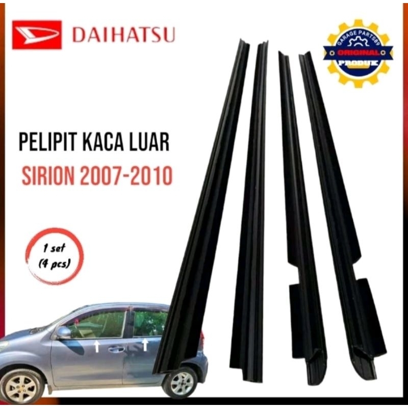 pelipit kaca luar water strip mobil daihatsu sirion 2007-2010