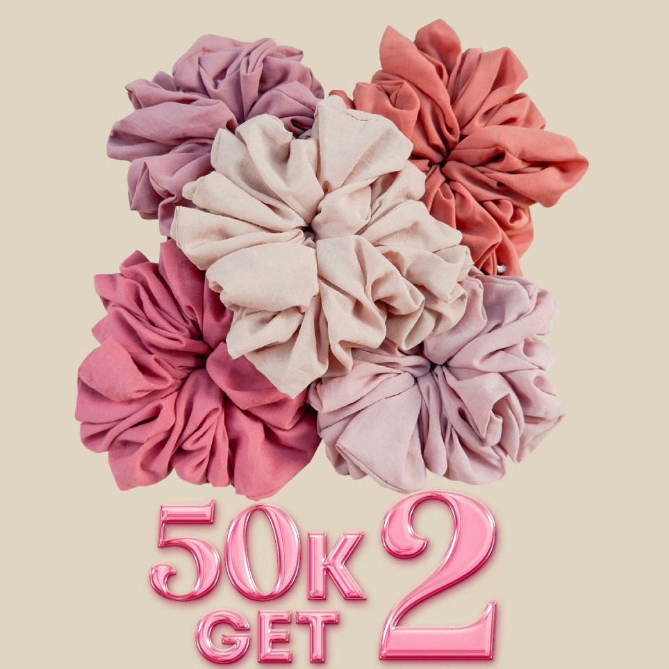 Grosiran Lozy Hijab  Scrunchie Plain Big 5K Get 2 Ikat Rambut Cepol Hijab