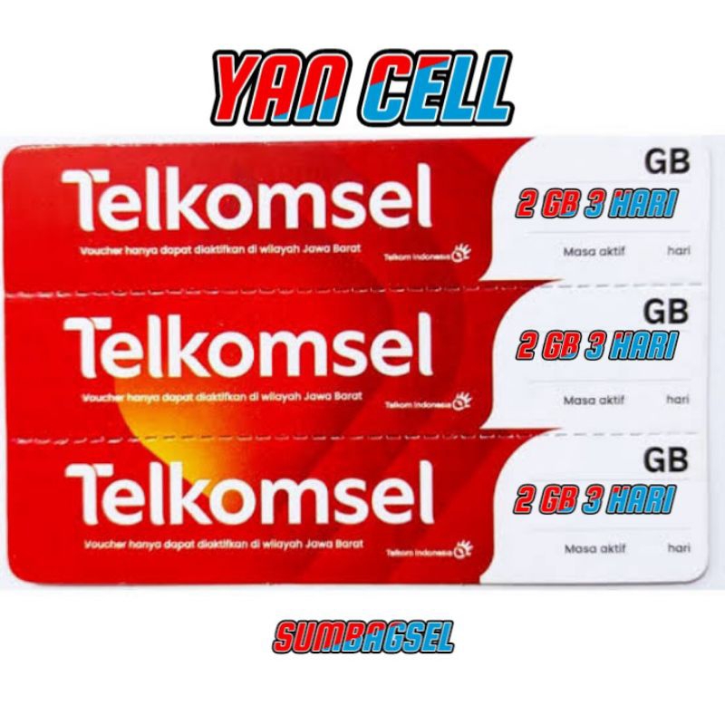 VOUCHER TELKOMSEL 2 GB 3 HARI ZONA 1 SUMBAGSEL
