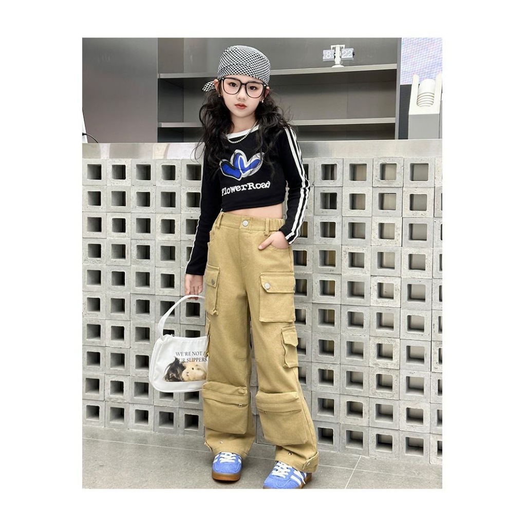 SETELAN ANAK CEWEK FLOWER ROAD BAJU ANAK TANGGUNG CELANA CARGO MODIS KEKINIAN IMPORT