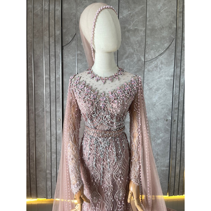 Gaun pengantin Rose gold Ready