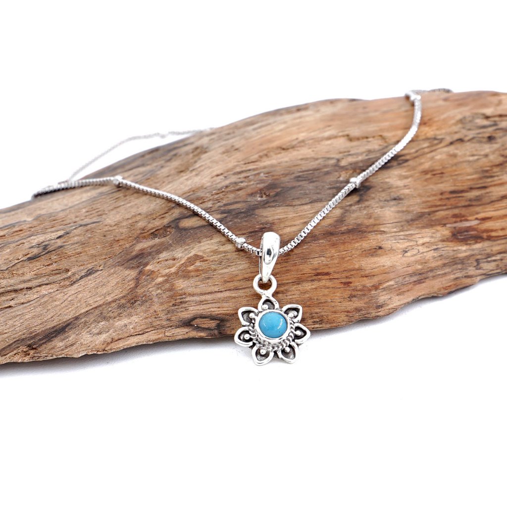 Liontin Mini Turquoise Perak 925 Kembang Jawan Lilyqueen