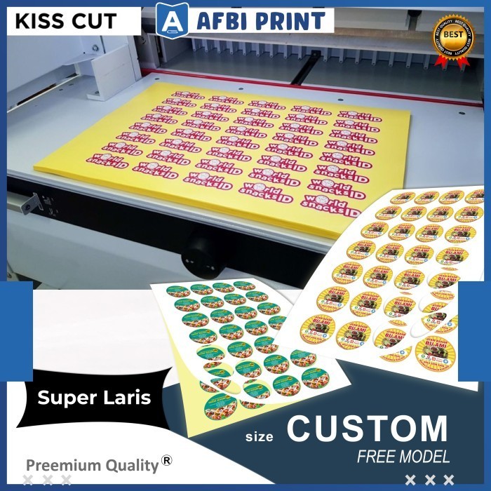 

Cetak Stiker Vinyl Free Cutting Sticker A3+ / Label Kemasan Anti Air/Custom/Logo/Perusahaan/Bisnismu