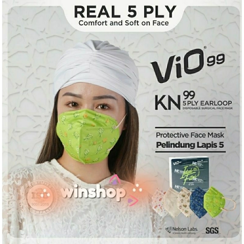 MASKER KN 95 VIO 5 PLY MOTIF LEBARAN BFE 99% 10s