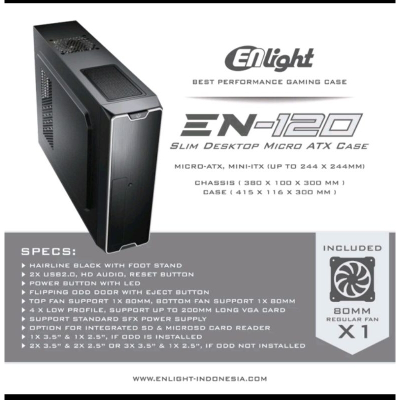 ENLIGHT CASE EN 120 ( mATX ,, case only, no PSU SFX, slim case)