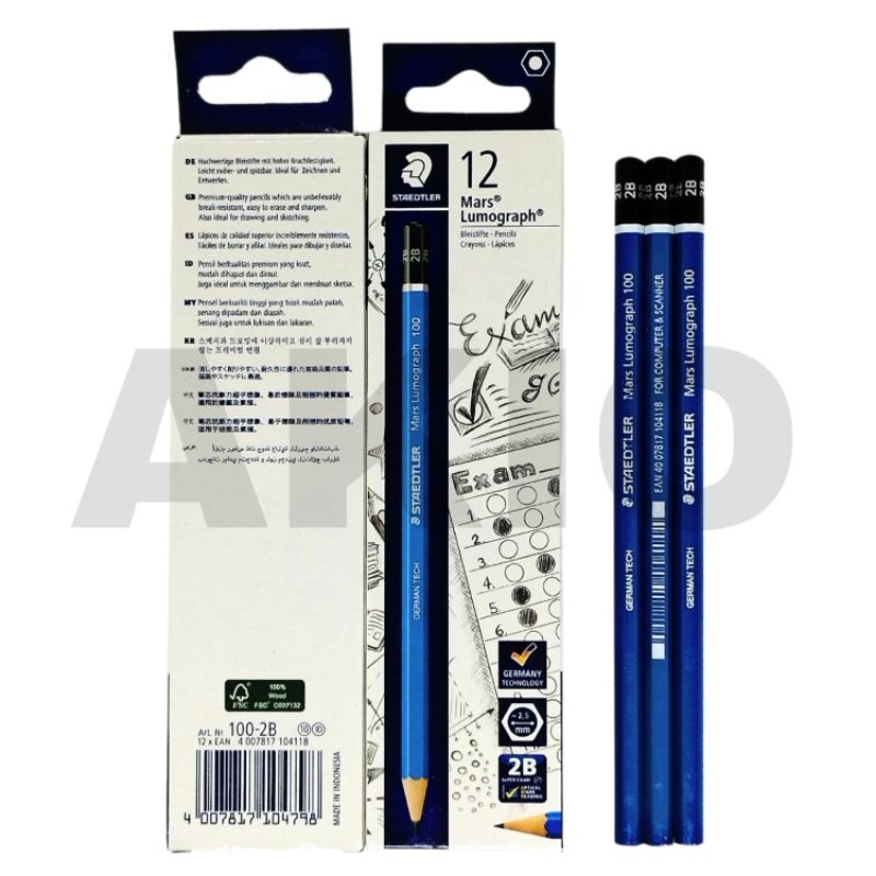 

Pensil 2B STAEDTLER Mars Lumograph 100 Original Pensil Ujian Pensil Kayu Tulis Komputer BR