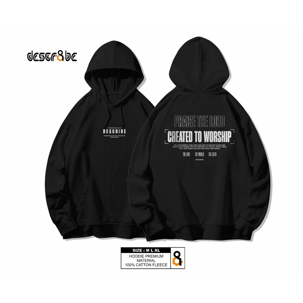DESCRIBE Sweater Hoodie Hitam Unisex Flacee Tebal Gramasi 280