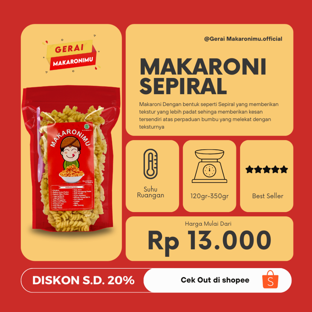 

MAKARONIMU [Makaroni Sepiral]/ Snack Pedas/Cemilan enak/Makaroni Pedas Manis/Makaroni Variant Bumbu/Cemilan Anak Muda